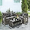 Livsip Outdoor Lounge Set Patio Furniture Dining Chairs Wicker Table - Image 9