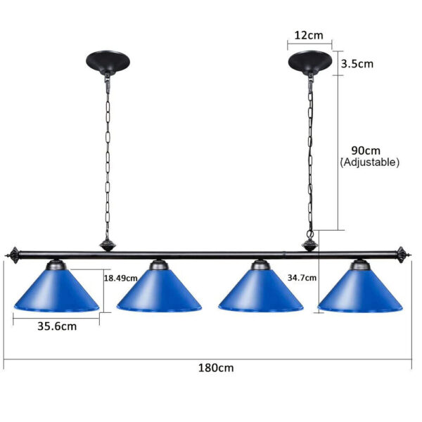 Pool Table Light Blue Shades Matte Pendant w/4x - Image 5