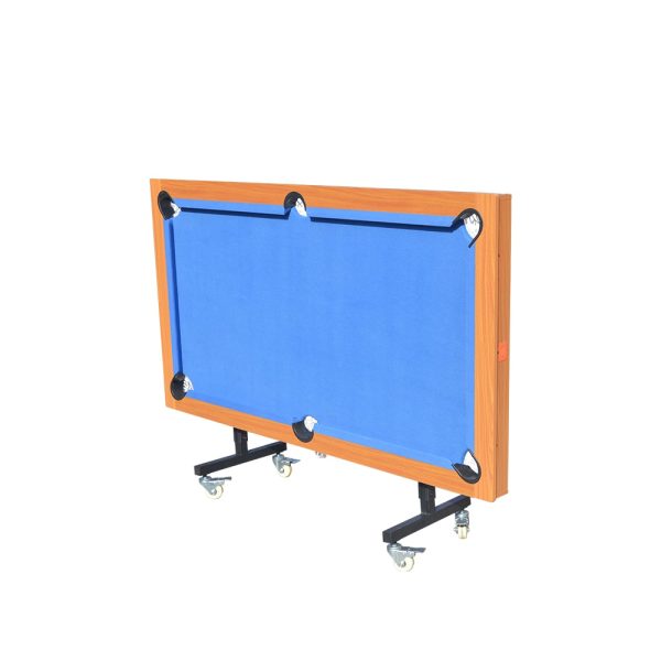 6FT Folding Pool Table Billiard Table Wood (Orange) Frame Blue Felt - Image 3