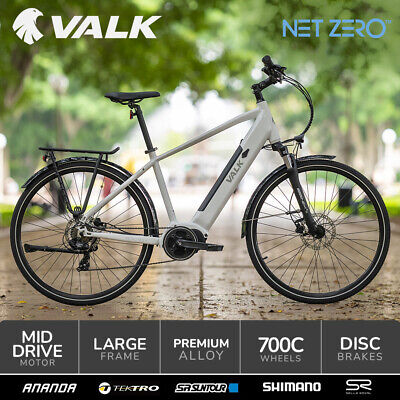 VALK Electric Hybrid Bike Mid-Drive Large Commuter White ebike 700c