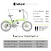 VALK Electric Folding Bike, 20" Foldable Lime Green ebike Shimano - Image 11