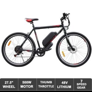 Black 48v 500w Adult Electric Ebike 10ah Lithium Battery 27.5"