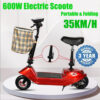 Foldable Electric Scooter With Seat Basket 600W 35km/h Motor 8" Tyres