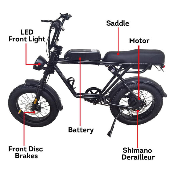 AKEZ 750W 48V R1ZCC Snow Bicycle 20" Electric Bike eBike Battery Black - Image 5