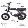AKEZ 750W 48V R1ZCC Snow Bicycle 20" Electric Bike Battery White - Image 6