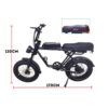 AKEZ 750W 48V R1ZCC Snow Bicycle 20" Electric Bike Battery White - Image 12