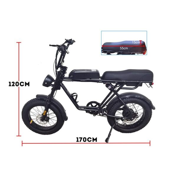 AKEZ 750W 48V R1ZCC Snow Bicycle 20" Electric Bike Battery White - Image 12