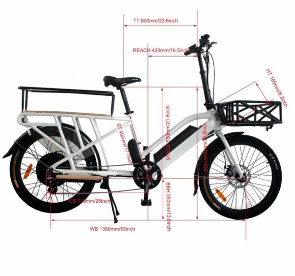 EUNORAU 24" 48V 500W Rear Motor Electric Cargo Bike Throttle - Image 9