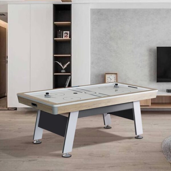 7FT Air Hockey Table Wood Frame White