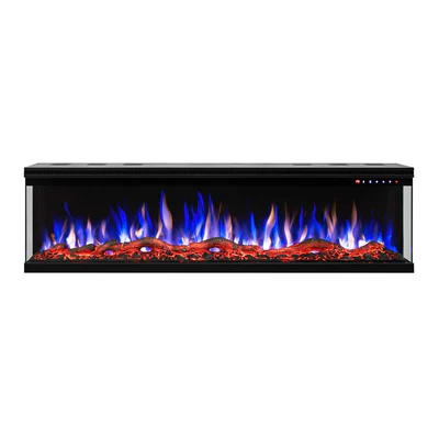 Fenton 1600W 3 Sided 60 Inch Recessed / Wall Mounted Electric Fireplace