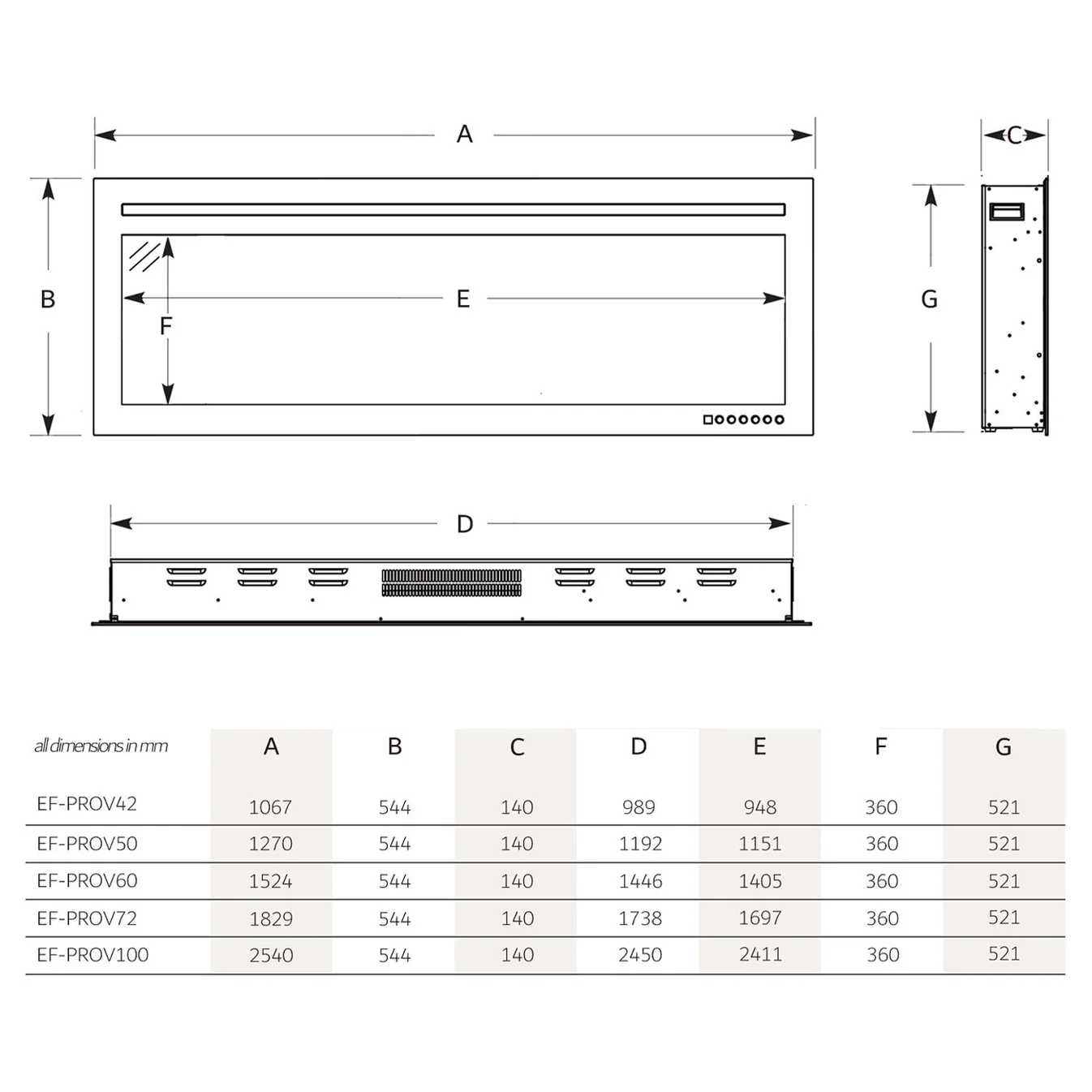 1500W 72" Recessed Wall Mounted Electric Fireplace Flame Effect 7 1500W 72" Recessed Wall Mounted Electric Fireplace Flame Effect - Image 7