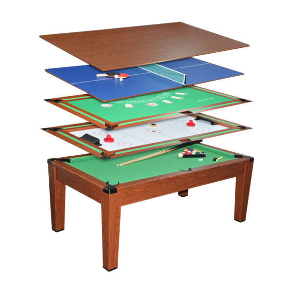 MACE 6.4FT 5-In-1 MDF Multifunctional Pool Table/Air Hockey/Poker - Image 2