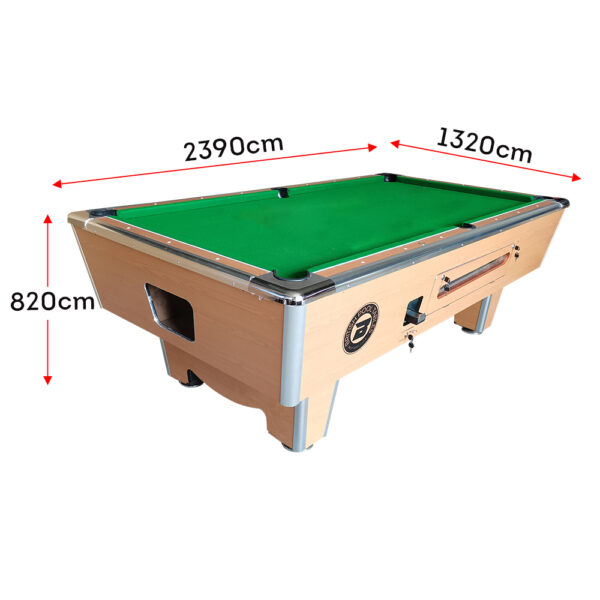MACE P058 8FT Slate Coin Operated Pool Table – Green & Wood - Image 5