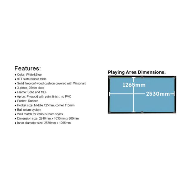 XING JUE 9-6-2B 9FT Slate Billiard Table With Free Accessories - Image 5