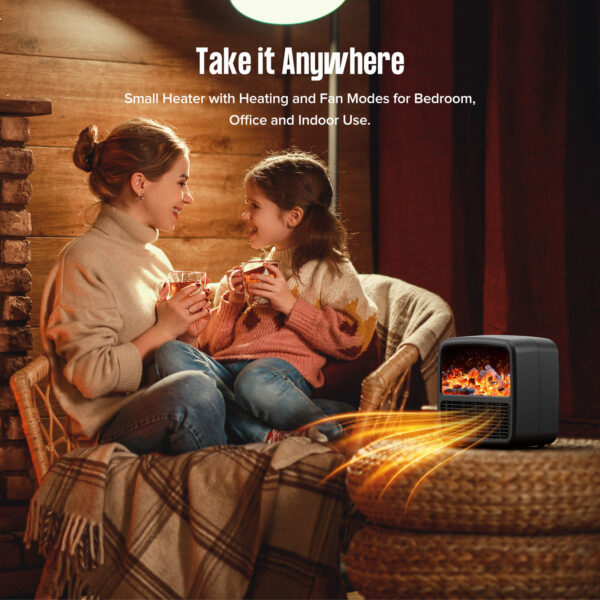 Electric Fireplace 3D Flame Effect Timer Portable Indoor Heater 1500W - Image 4