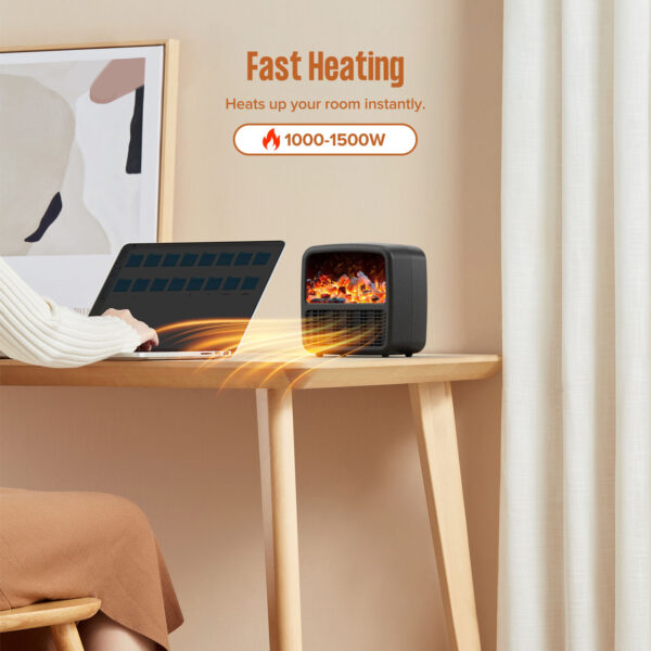 Electric Fireplace 3D Flame Effect Timer Portable Indoor Heater 1500W - Image 5