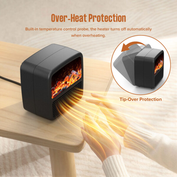 Electric Fireplace 3D Flame Effect Timer Portable Indoor Heater 1500W - Image 7