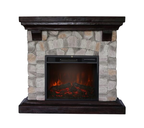 Stone Fireplace Mantel Surround With Insert - Image 3