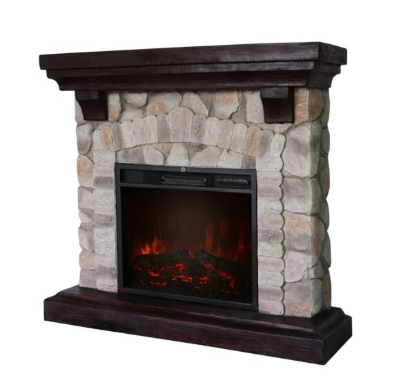 Stone Fireplace Mantel Surround With Insert - Image 4