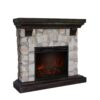 Stone Fireplace Mantel Surround With Insert - Image 5