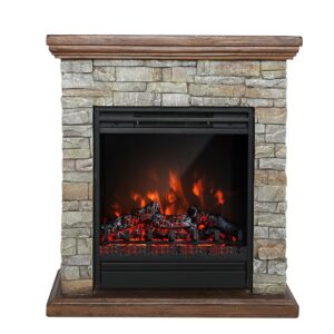 Stone Design Electric Fireplace Heater & Mantel