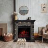 Electric Fireplace Heater With Mantel Dark Stone