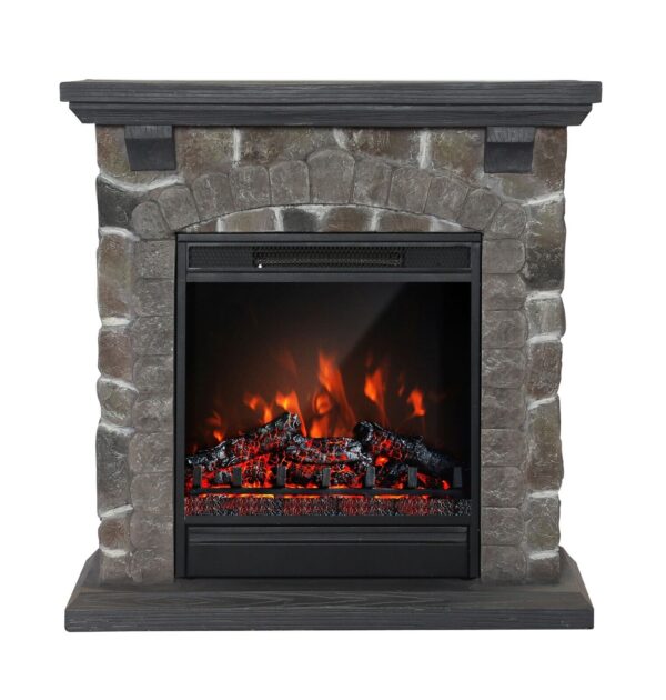 Electric Fireplace Heater With Mantel Dark Stone - Image 4