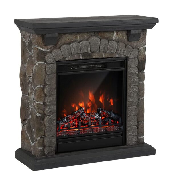 Electric Fireplace Heater With Mantel Dark Stone - Image 6