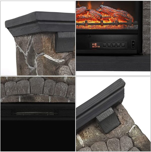 Electric Fireplace Heater With Mantel Dark Stone - Image 7