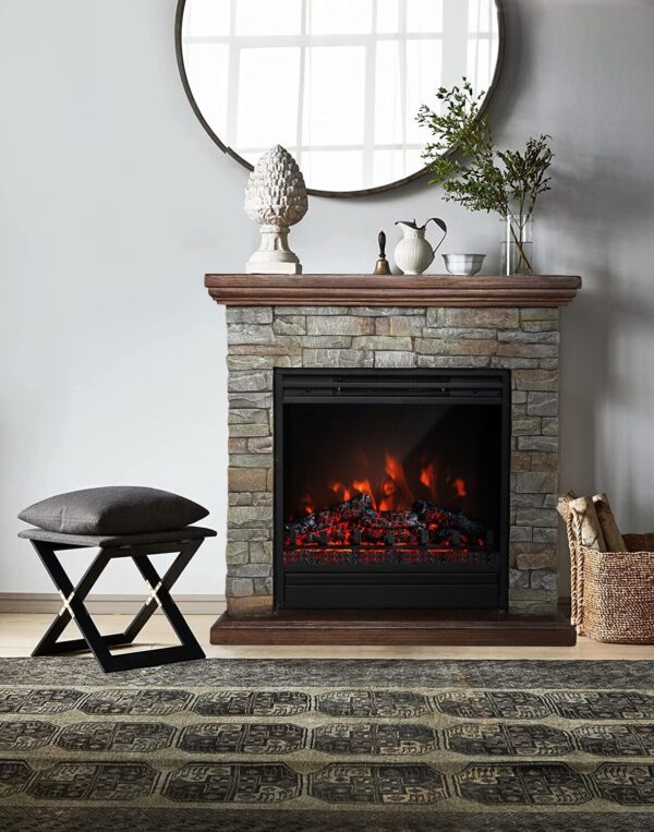 Stone Design Electric Fireplace Heater & Mantel - Image 6