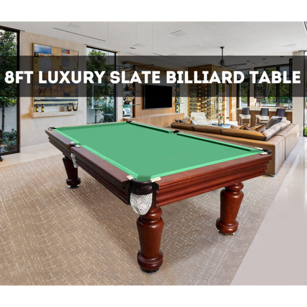 MACE 8FT Luxury Slate Pool/Billiard/Snooker Table – Pecan & Green - Image 2