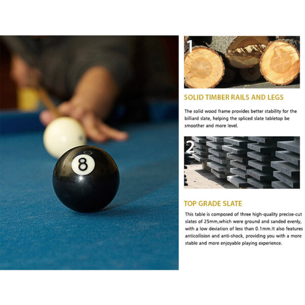 MACE 8FT Luxury Slate Pool/Billiard/Snooker Table – Pecan & Green - Image 7