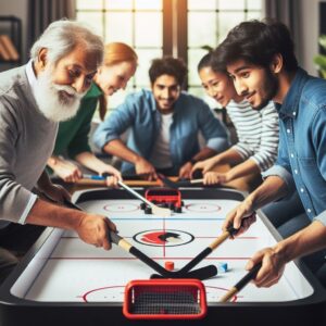 Action Playing Air Hockey