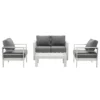 Paris 4 Piece White Aluminium Sofa Lounge Set - Grey Cushion
