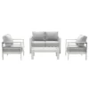 Paris 4 Piece White Aluminium Sofa Lounge Set - Light Grey Cushion