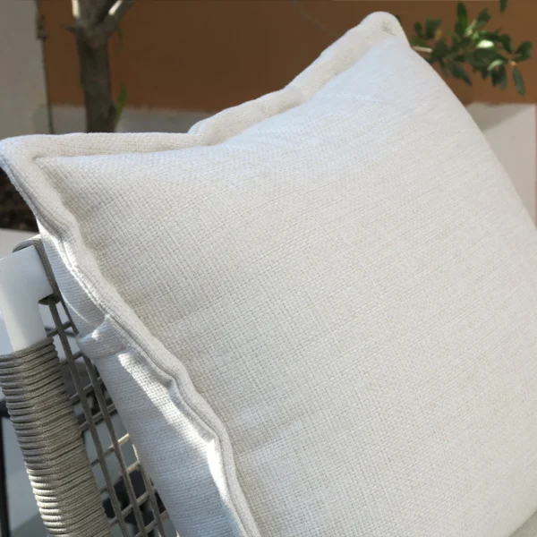 Amilly 5 Seater White Aluminium Sofa Lounge Set - Beige Cushion - Image 15