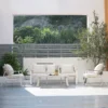 Amilly 5 Seater White Aluminium Sofa Lounge Set - Beige Cushion - Image 5
