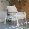 Amilly 5 Seater White Aluminium Sofa Lounge Set - Beige Cushion - Image 9