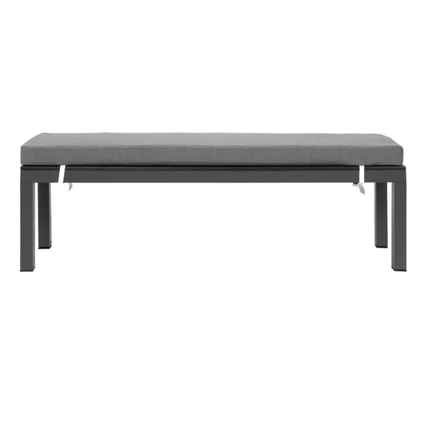 Manly Charcoal Aluminium Outdoor faux wood Top Bench with Grey Cushion (Set of Two) - Image 4