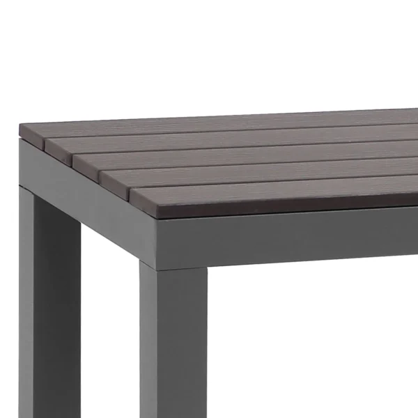 Manly Charcoal Aluminium Outdoor faux wood Top Bench with Grey Cushion (Set of Two) - Image 8