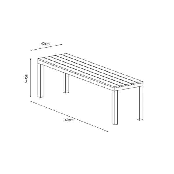 Manly Charcoal Aluminium Outdoor faux wood Top Bench with Grey Cushion (Set of Two) - Image 10