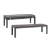 Manly Charcoal Aluminium Outdoor faux wood Top Bench with Grey Cushion (Set of Two)