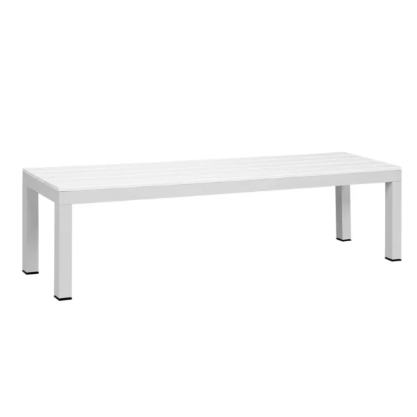 Manly White Aluminium Outdoor Faux wood Top Bench with Grey Cushion (Set of Two) - Image 8
