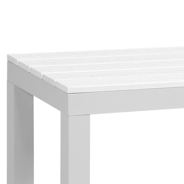 Manly White Aluminium Outdoor Faux wood Top Bench with Grey Cushion (Set of Two) - Image 9
