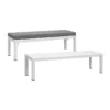 Manly White Aluminium Outdoor Faux wood Top Bench with Grey Cushion (Set of Two) - Image 12