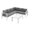 Paris 6 Seater White Aluminium L-Shaped Sofa Lounge Set - Grey Cushion - Image 9