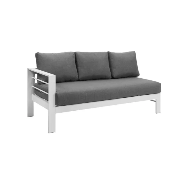 Paris 6 Seater White Aluminium L Shaped Sofa Lounge - Grey Cushion - Image 3