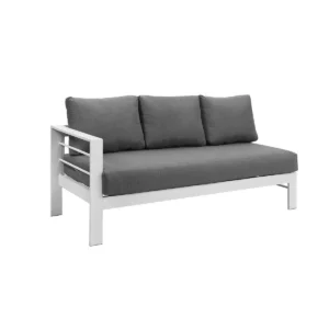 Paris 6 Seater White Aluminium L-Shaped Sofa Lounge Set - Grey Cushion
