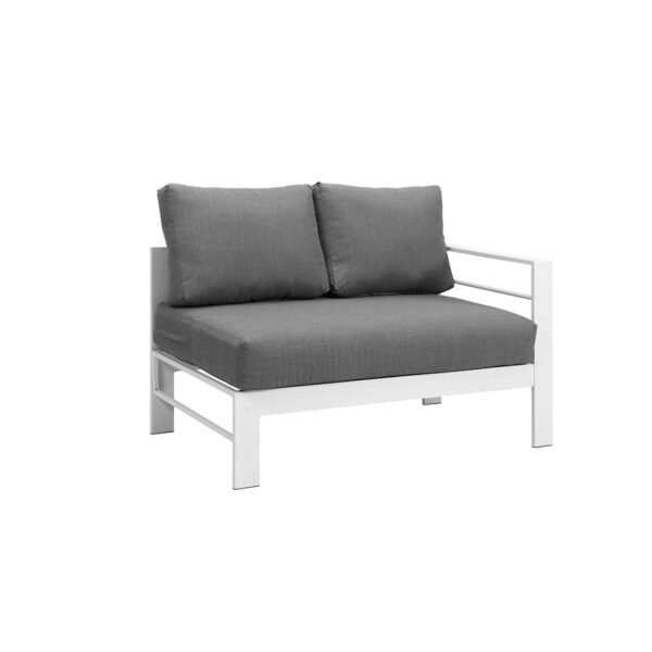 Paris 6 Seater White Aluminium L Shaped Sofa Lounge - Grey Cushion - Image 4