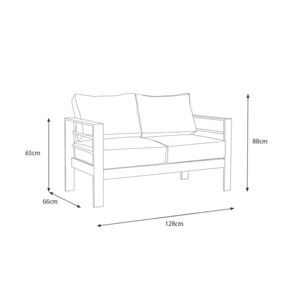 Paris 4 Piece Charcoal Aluminium Sofa Lounge Set - Grey Cushion - Image 7